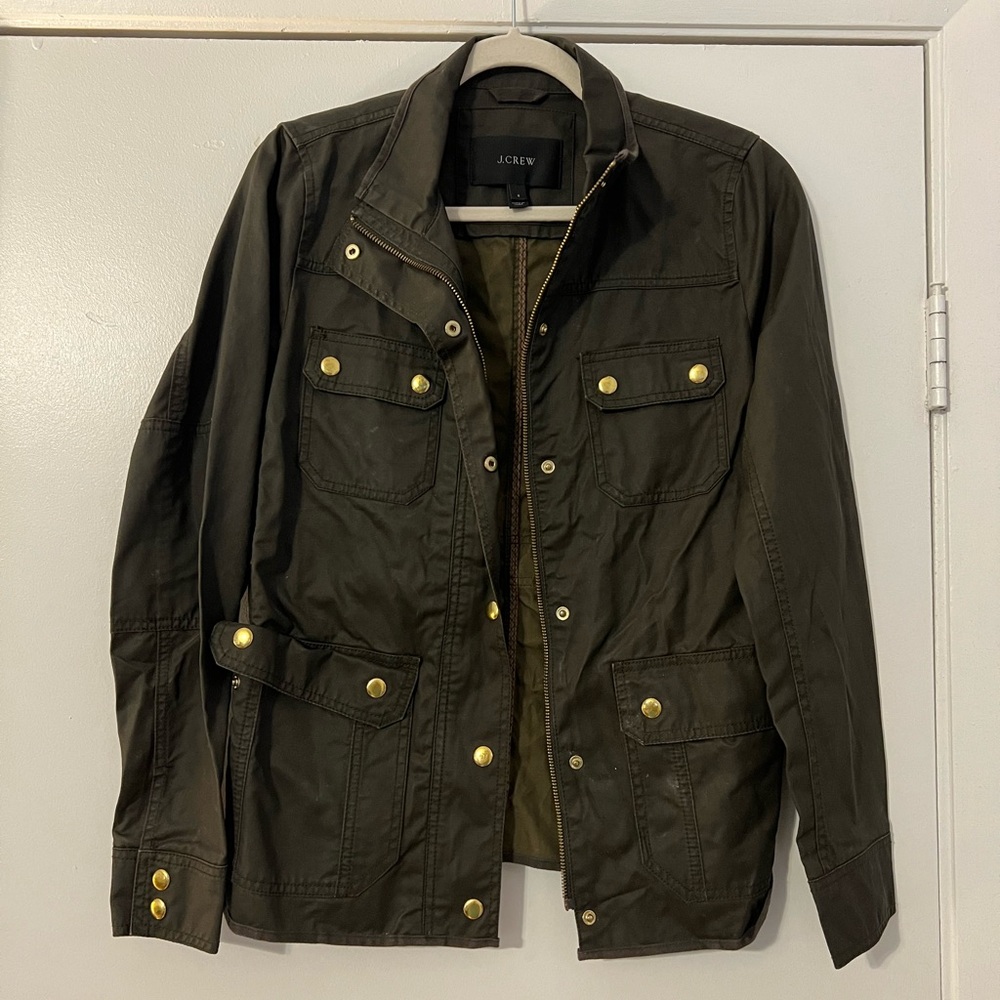J. Crew Olive Jacket with Gold Accents
